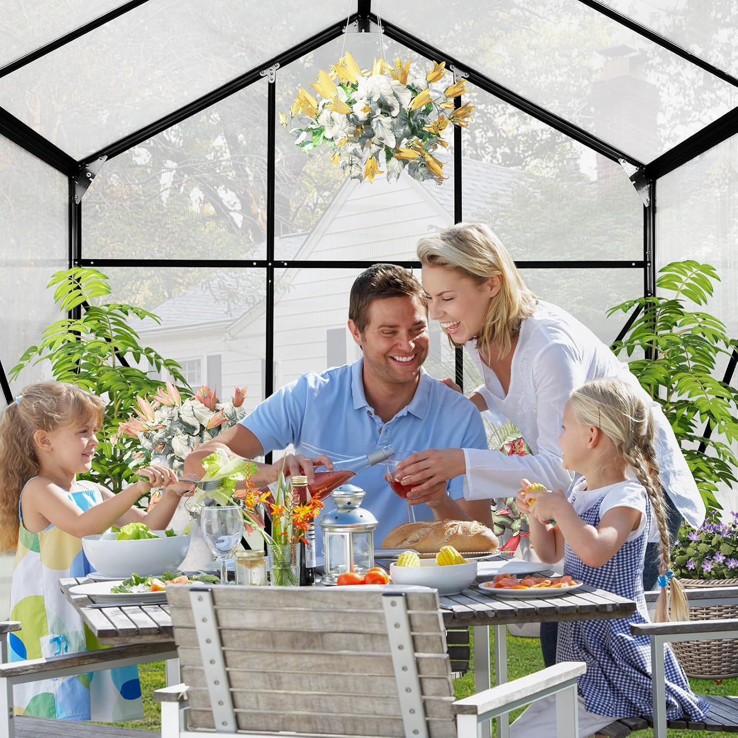 Zstar 10x6 FT Polycarbonate Greenhouses with Sliding Door and Adjustable Vent Window, Heavy Duty Outdoor Aluminum Walk-in Green House for Outdoor Garden Backyard, Greenhouses for Outdoors, Black