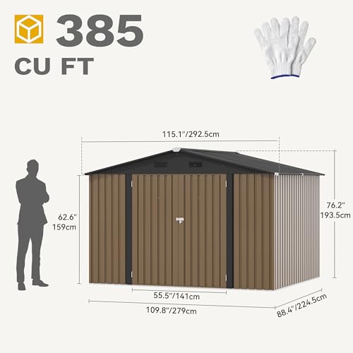 DWVO 10x8 FT Outdoor Storage Shed - Spacious Garden Tool Shed with Lockable Door - Durable Metal Yard Shed for Garden, Patio, and Backyard (Dark Gray)
