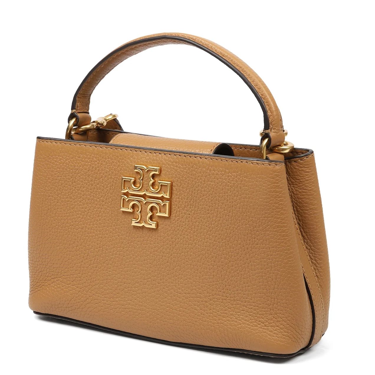 Tory Burch Women's Britten Pebbled Leather Micro Satchel Crossbody Bag (Tiramisu)