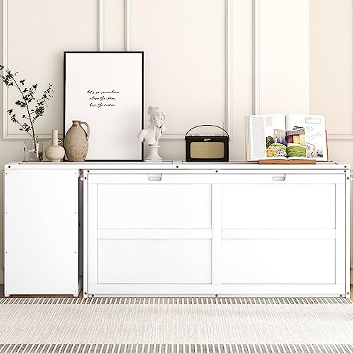 Queen Size Murphy Bed with Rotable Desk, Floor Low Murphy Bed with Desk, Wood Murphy Bed Folding Wall Bed for Home Office Small Room, White