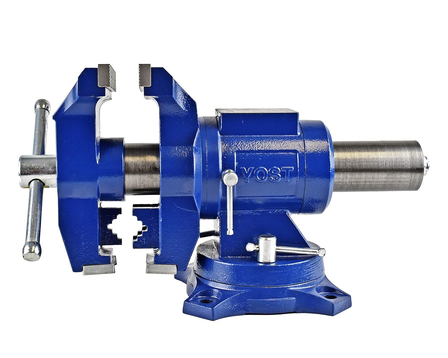 Yost Vises 5" Heavy-Duty Bench Vise, Double Swivel Rotating Vise: Head Rotates 360&deg; Vertically, Body Rotates 360&deg; Horizontally In The Locking Swivel Base, (Model 750-E; 1-Pack)