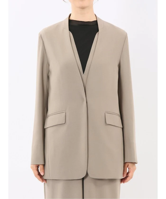 Stretch Washable Woolish No Collar Jacket