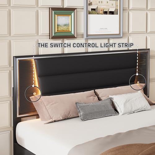 Harper & Bright Designs 3-Pieces Bedroom Sets Queen Size Upholstered Bed with LED Lights, Nightstands and Dresser with Metal Handles and Sparkling Shiny Decoration, White
