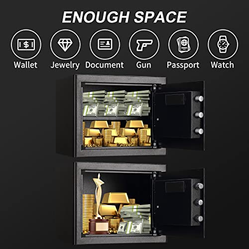 Tenamic Safe Box 2.2 Cuft Fireproof Waterproof Home Safe, Keypad Large Lock Box Cabinet Safes, Solid Alloy Steel Office Hotel Home Safe, Black