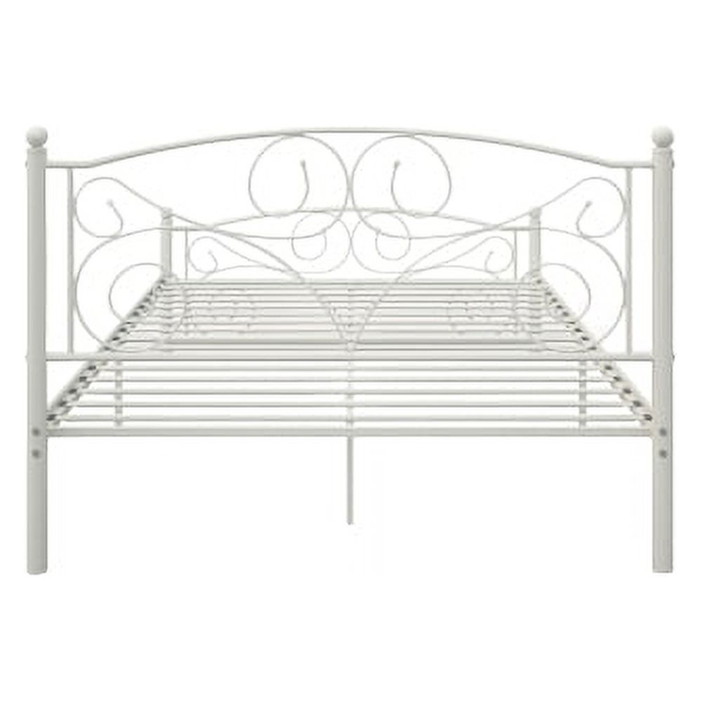 Full Size Unique Flower Sturdy System Metal Bed Frame with Headboard and Footboard - Modern Style Easy Assembly No Box Spring Needed