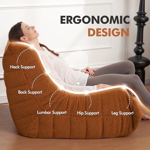 Bean Bag Chair Big Sofa Beanbag Chair for Adults Fireside Chair Bean Bag Lounger with Memory Foam Filled for Home,Apartment or Gaming Venue(Black Plush)
