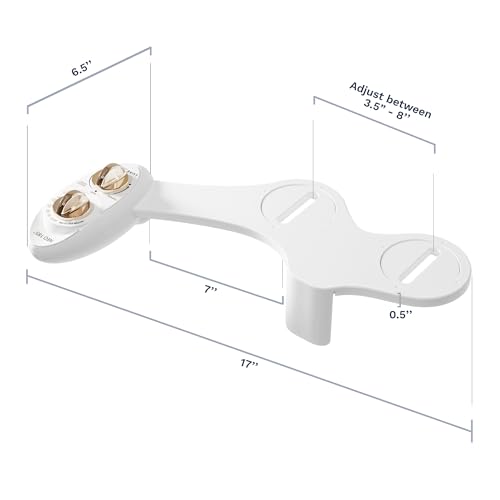 LUXE Bidet NEO 185 - Self-Cleaning, Dual Nozzle, Non-Electric Bidet Attachment for Toilet Seat, Adjustable Water Pressure, Rear and Feminine Wash (White)