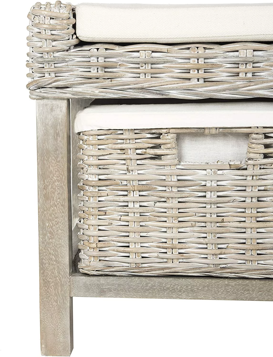 SAFAVIEH Kobutsu Coastal Mango Wood Storage Bench, White