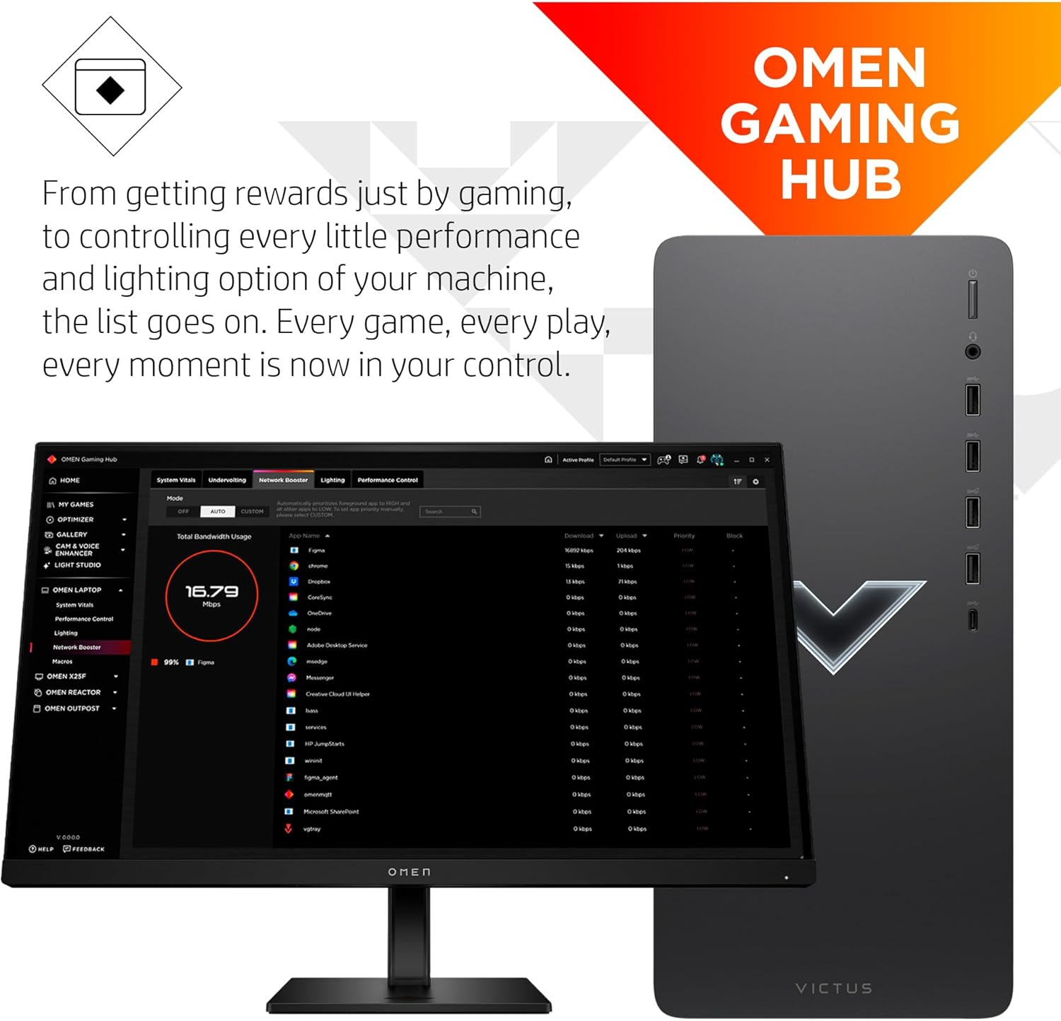 Victus 15L Gaming Desktop HyperX Bundle, 13th Generation Intel Core i7-13700F, 16 GB RAM, 512 GB SSD, NVIDIA GeForce RTX 3060 Graphics, Windows 11 Home, TG02-1030h (2023)