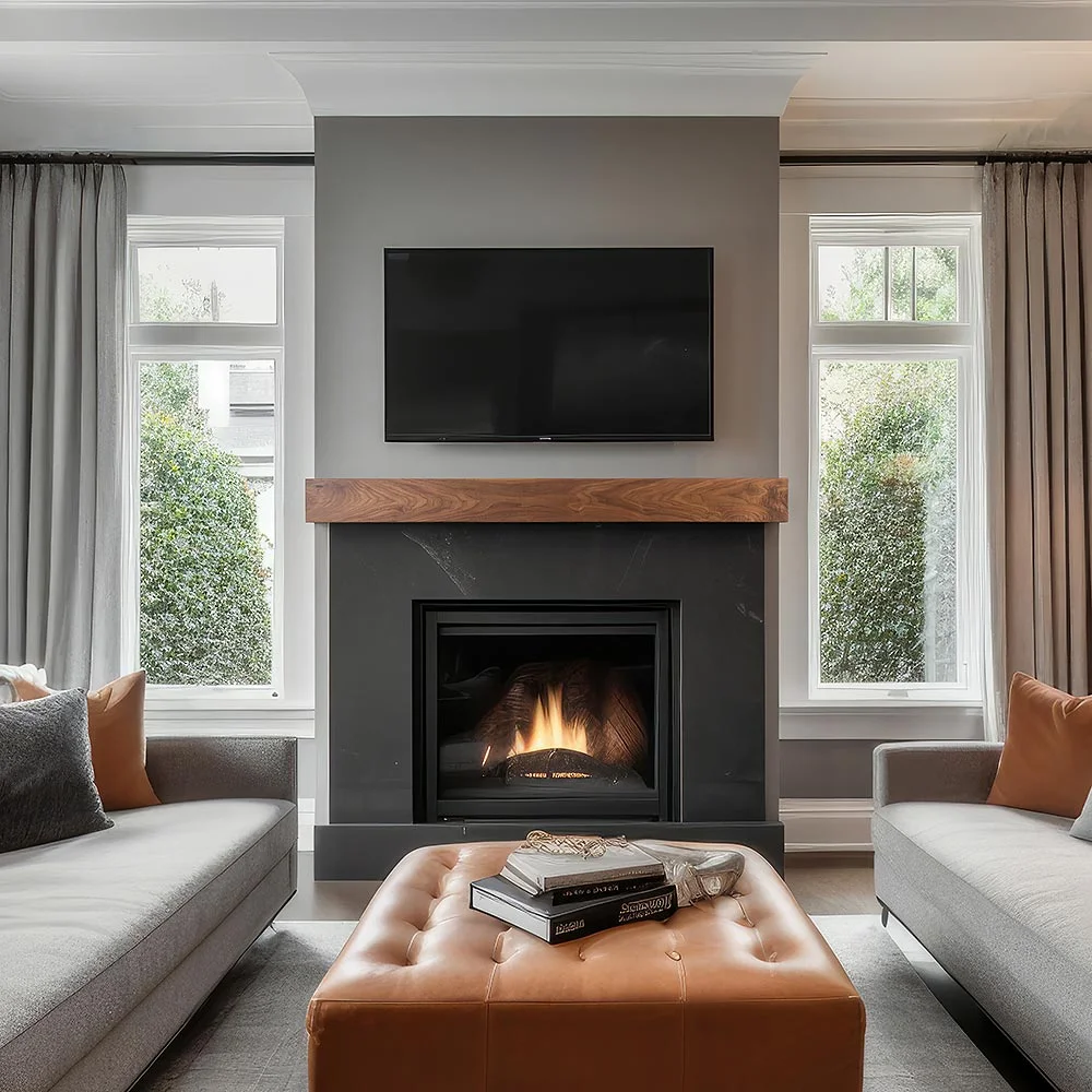 Modern Ember Walnut Creek 72 inch Fireplace Mantel Shelf - Unfinished
