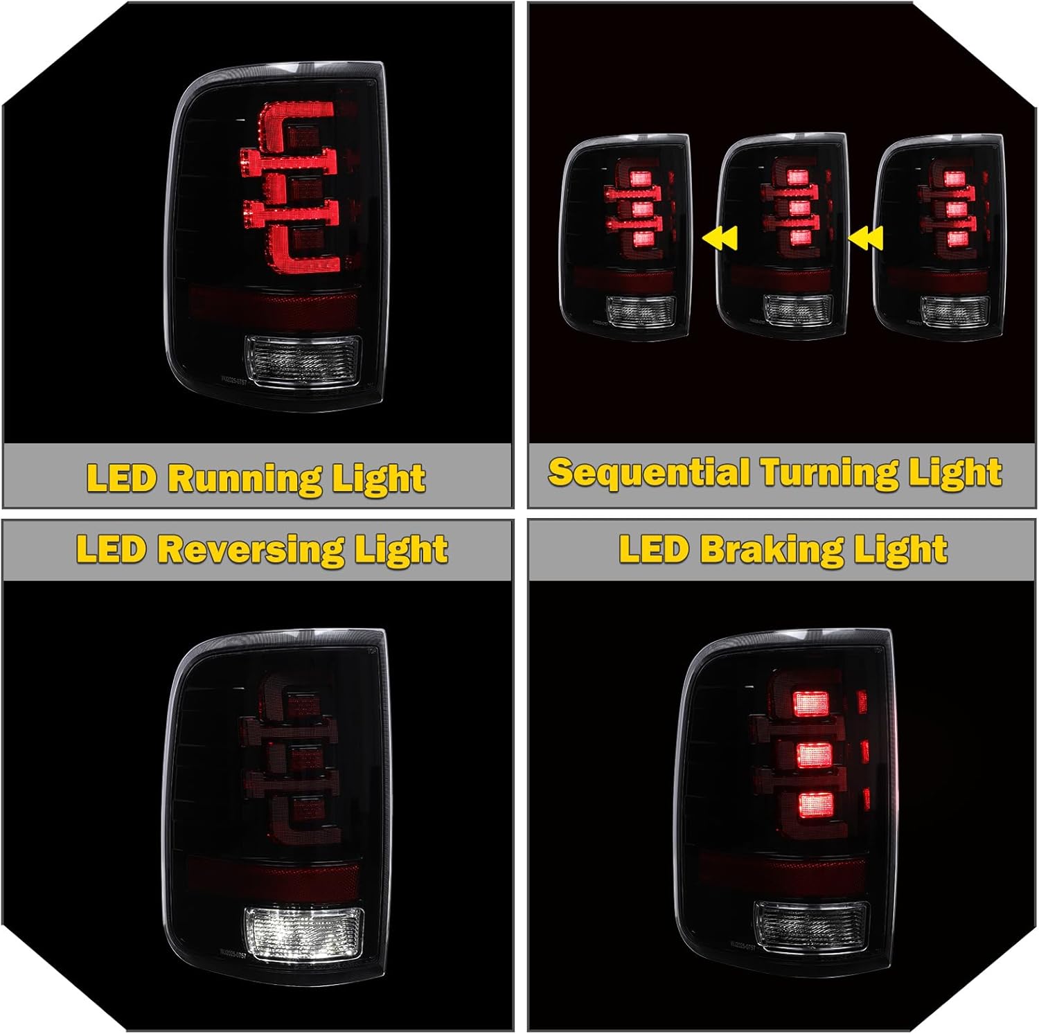 AUTOWIKI LED Taillights for 2004-2008 Ford F-150 Styleside Model, Rear Lights with Sequential Turning Light fit for 04-08 Ford F150 Styleside Tail Lamps Assembly Brake Light Black Smoke Lens 1 Pair
