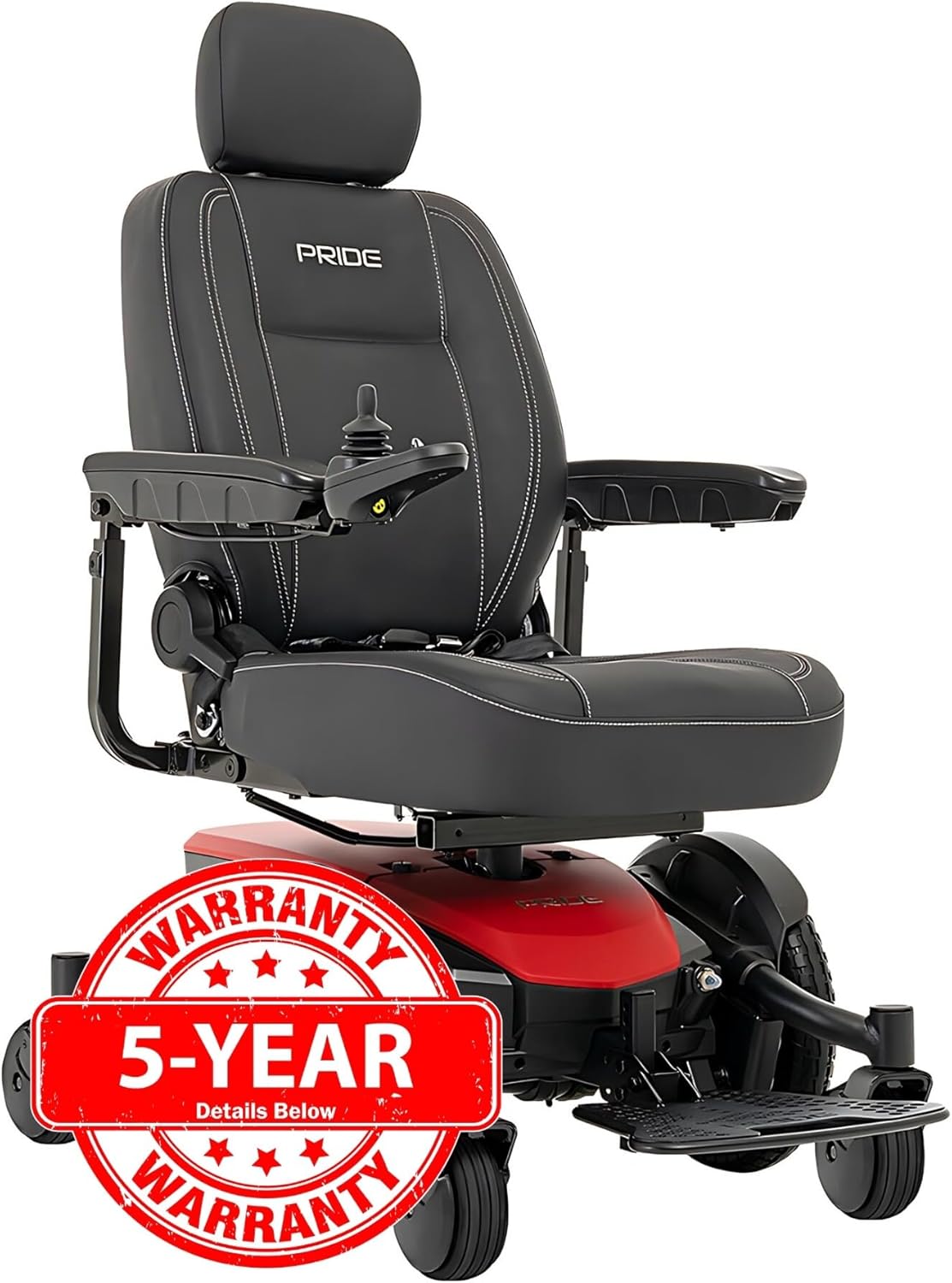 Pride Jazzy EVO 613 Li Power Chair - Electric Wheelchair Scooter for Adults, Lithium Battery, 300 Lbs Weight Capacity, Cardinal Red, 16"x16-18" Seat Size