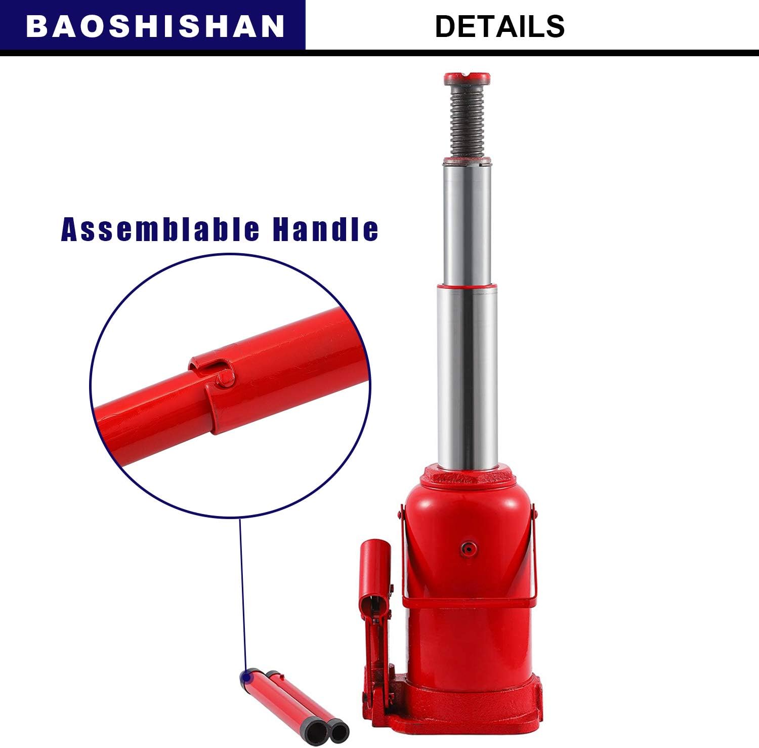 BAOSHISHAN 3 Ton Double Ram Bottle Jack 6-1/2 to 16-1/2 Lifting Range Portable Hydraulic Jack with Carrying Case