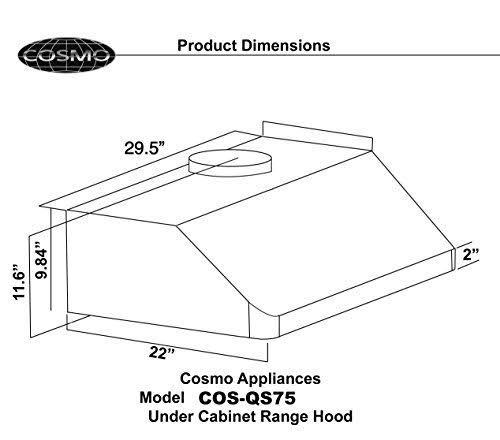 Cosmo COS-QS75 Pro-Style Under Cabinet Range Hood