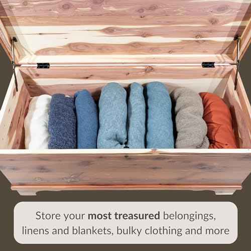 35" Amish Heirloom Aromatic Red Cedar Hope Chest with Waterfall Edge, Small Storage Trunk with Lock for Blankets and Keepsakes - Made in America
