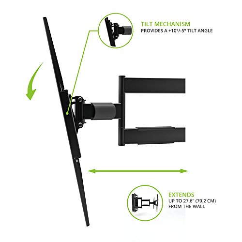 Kanto R300 Recessed In-Wall Full Motion Articulating TV Mount for 32-inch to 55-inch TVs | Ultra Low Profile | Swivel and Tilt Capable | Cable Management for Clean Setup | Black