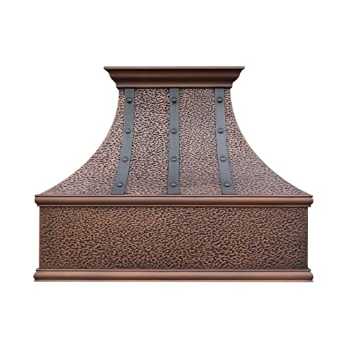 SINDA Copper Range Hood Comes with Professional Liner Insert, High CFM Internal Motor, LED Lights & Baffle Filter, H7HOTR