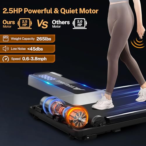 Walking Pad Treadmill with Incline, Under Desk Treadmills, Portable Treadmill for Home Office, Walking Pad 4 in 1 Treadmill for Walking Running, 2.5HP Compact Treadmill with Remote Control