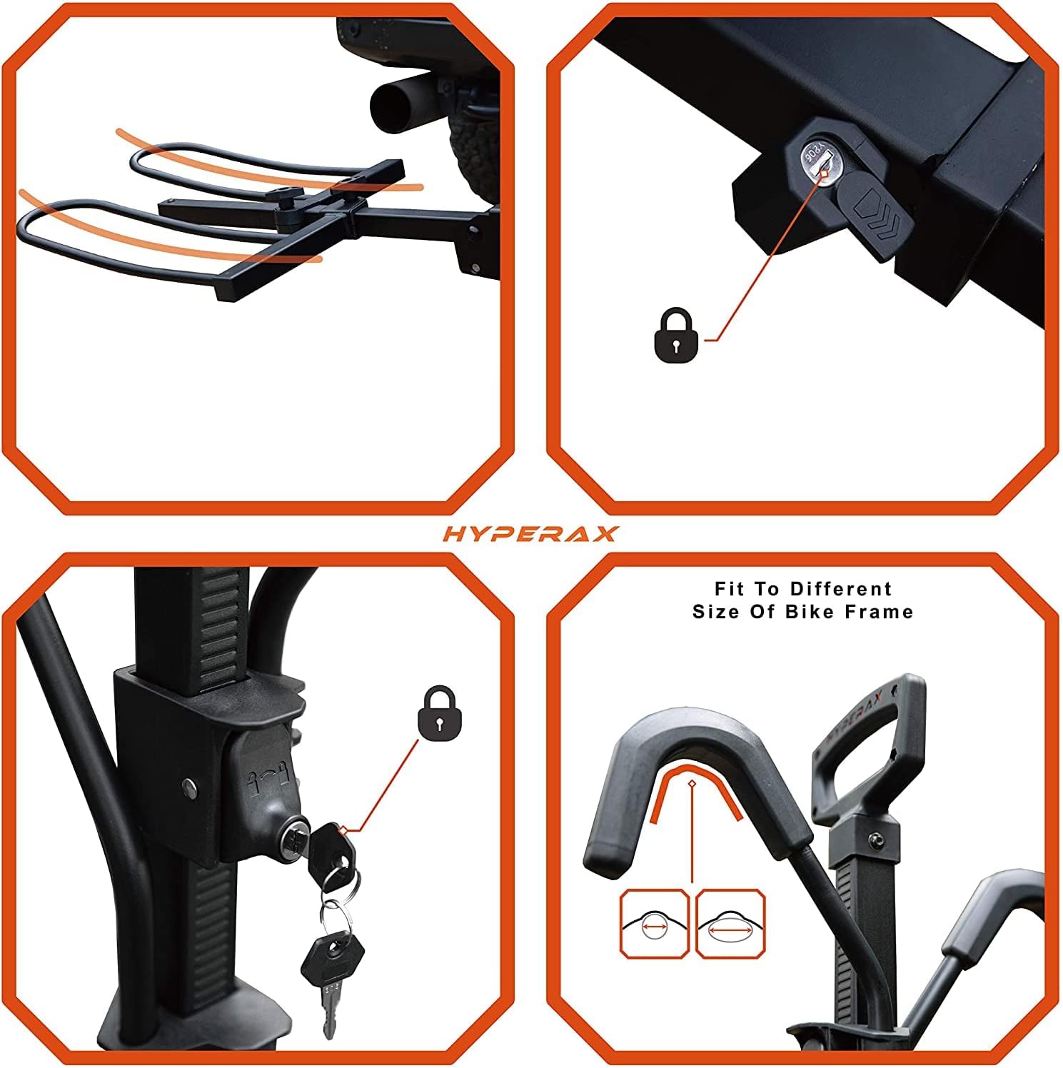 HYPERAX Special Combo - Volt 2 with 2 X E-Bike Adapter- Platform Bike Rack for Car, SUV, Trucks, Sedan - 2" Hitch Fits Up to 2 X 70 lbs Bike with Up to 5" Fat Tires - NO RV USE!