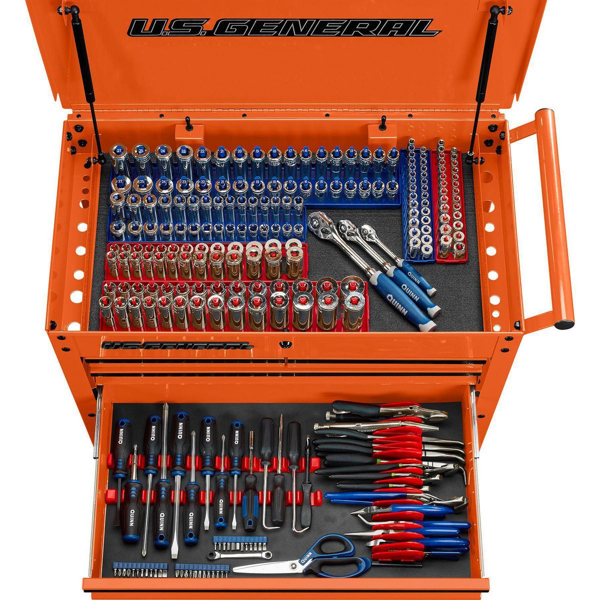 U.S. GENERAL 30 in., 4-Drawer Tech Cart, Red