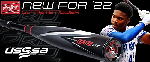 Rawlings | QUATRO PRO Baseball Bat | USSSA | -10/-8/ -5 Drop | 2 Pc. Composite | 2 3/4 Barrel