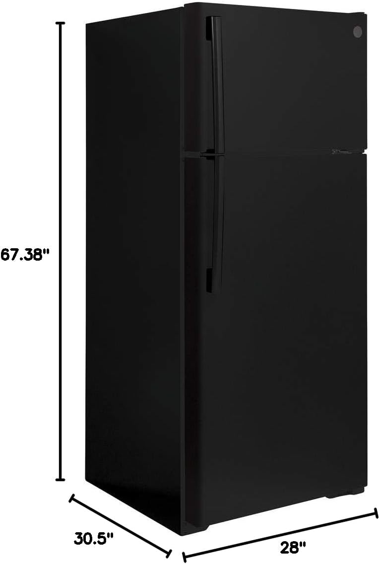 GE GTS18GTNRWW 28" Top Freezer Refrigerator with 17.52 cu. ft. Capacity LED Lighting Adjustable Glass Shelves and Upfront Temperature Controls in White