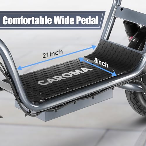Caroma Peak 500W/800W/1200W Electric Scooter with Seat, Max 15/20/30Miles Range&20MPH, 14" Tires Foldable Adult Electric Scooter with Basket for Pets & Cargo, Dual Shock Absorbing Ebike for Commuting