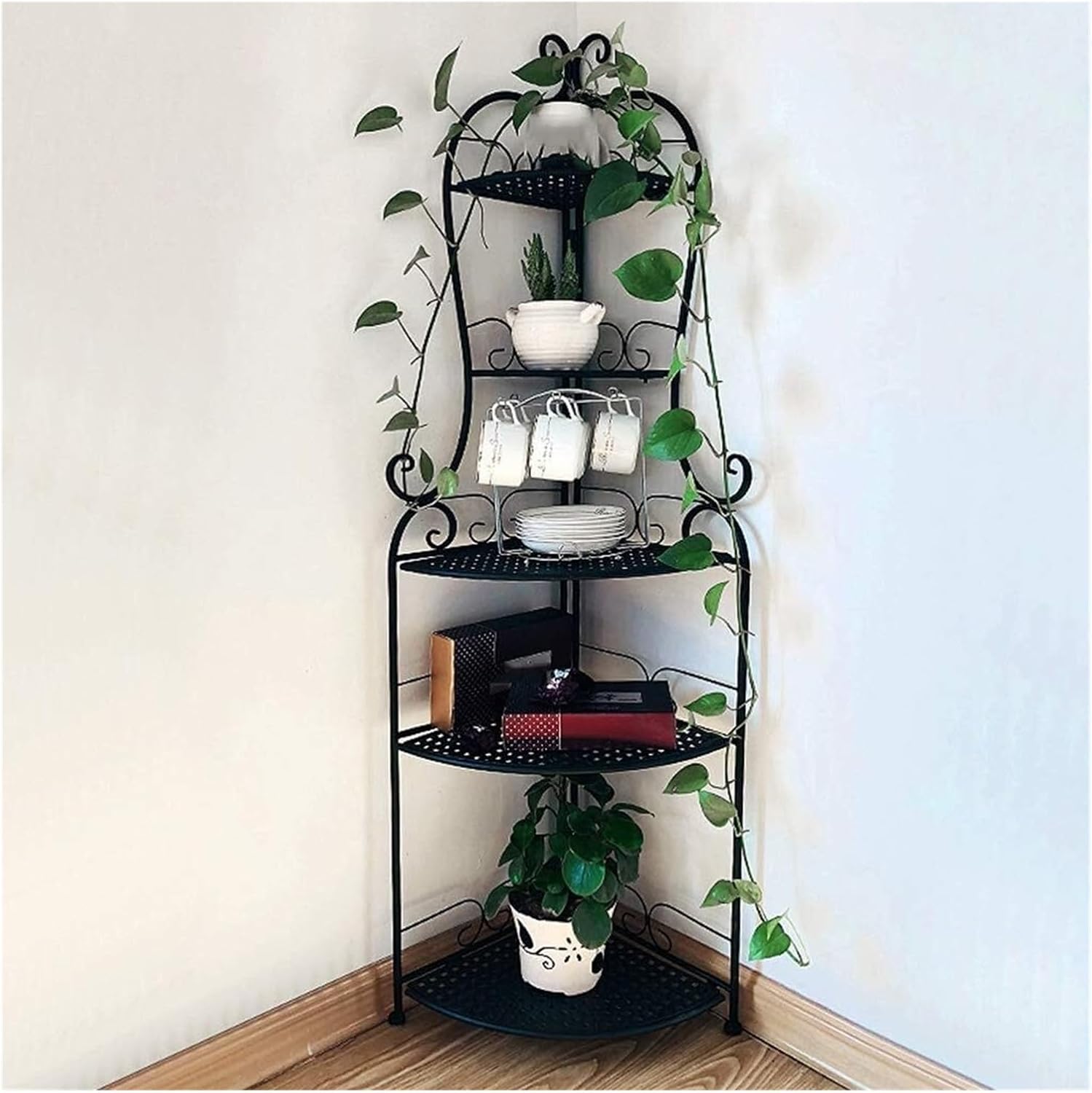 Flower Stands Plant Display Stand Folding Flower Pot Holder Bonsai Shelf Iron 5 Tier Potted Rack Decoration Portable Window