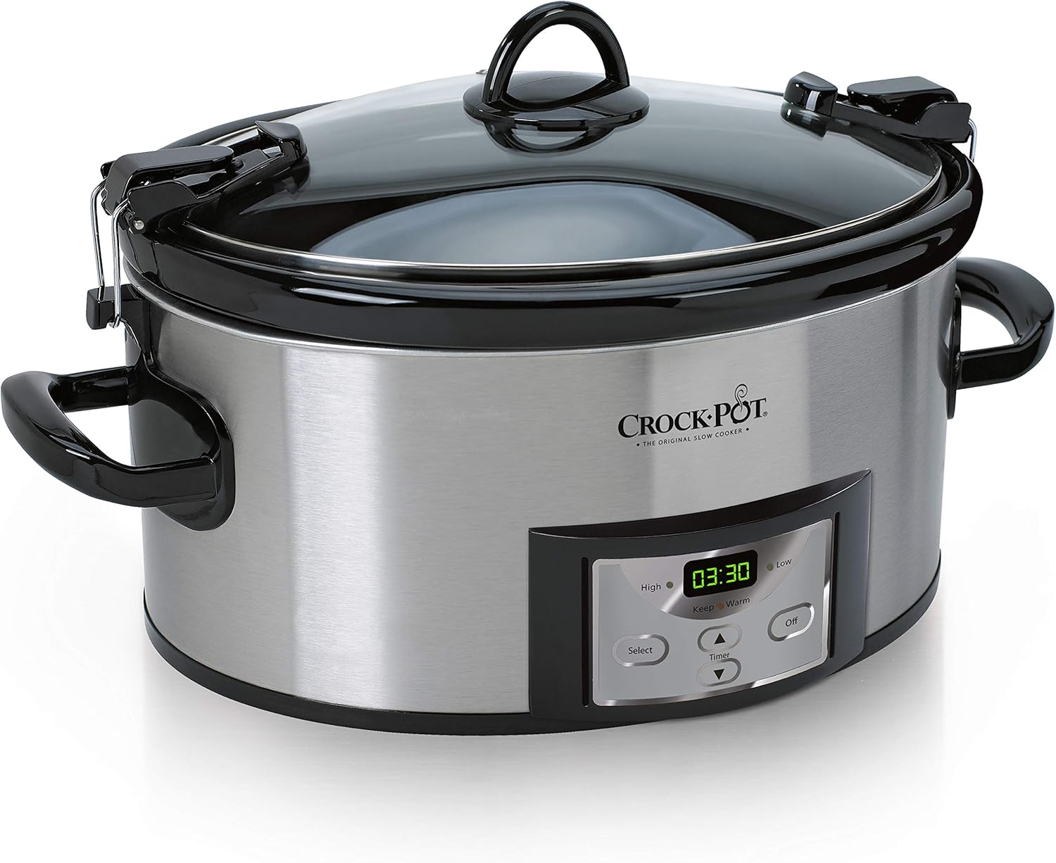 Crock-Pot 6 Quart Cook & Carry Programmable Slow Cooker with Digital Timer, Stainless Steel (SCCPVL610-S-A) & Large 8 Quart Programmable Slow Cooker with Auto Warm Setting and Cookbook