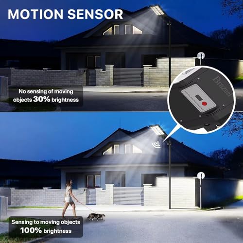 1000W Solar Street Lights Outdoor Waterproof,Solar Parking Lot Lights,6500k Led Solar Lights pole,Motion Sensor,Remote Control, Dusk to Dawn,Commercial Grade
