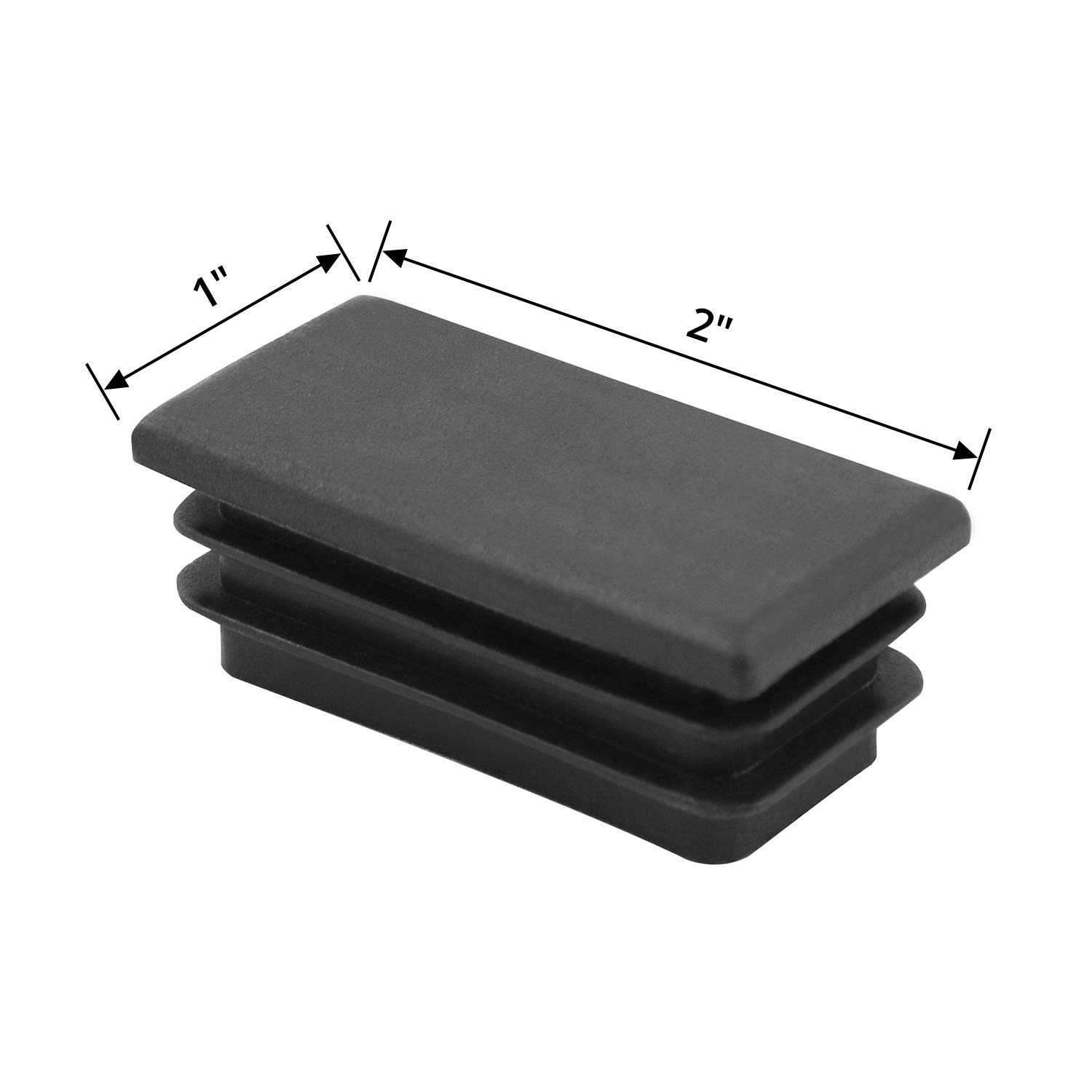 QWORK 10 PCS 1 X 2 Rectangle Black Plastic Plug End Cap for Pipe Tubing, Chair Leg