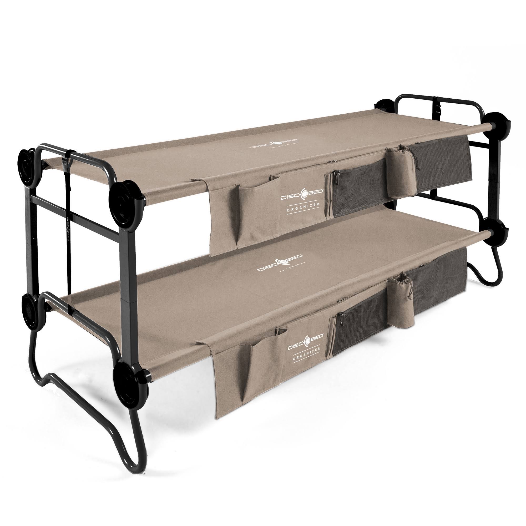 Disc-O-Bed Large Cam-O-Bunk Bench Bunked Double Camping Cot with Organizers, Tan