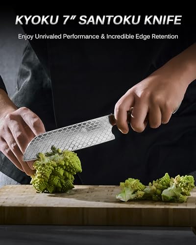 KYOKU 8" Chef Knife, Shogun Koi Series Chef's Knife with Koi Scale Pattern, Japanese VG10 Stainless Steel Kitchen Knife with Sheath & Gift Box, Full Tang Professional Knife