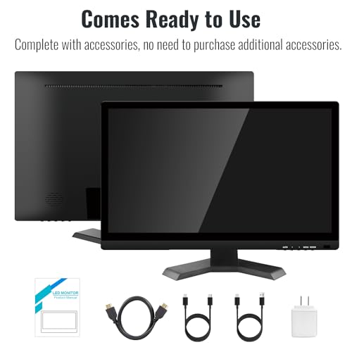 Touchscreen Monitor 21.5 Inch Full HD 1920x1080P 10-Point Multi Touch Screen PC Monitor with HDMI VGA USB Port, Built-in Speakers