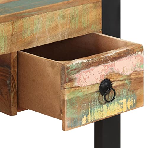 vidaXL Rectangular Writing Desk with Drawers, Solid Mango Wood, Vintage Industrial Style, Metal Frame, Brown, Versatile Furniture for Home and Office Use