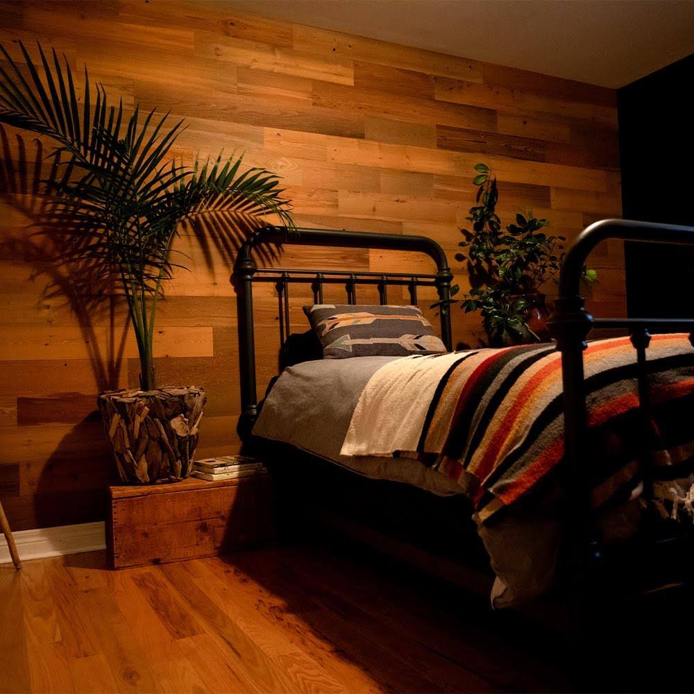 Timberchic Reclaimed Wooden Wall Planks - Peel and Stick Application (Sandy Beach) - 40 Sq. ft. - 5x22 Width