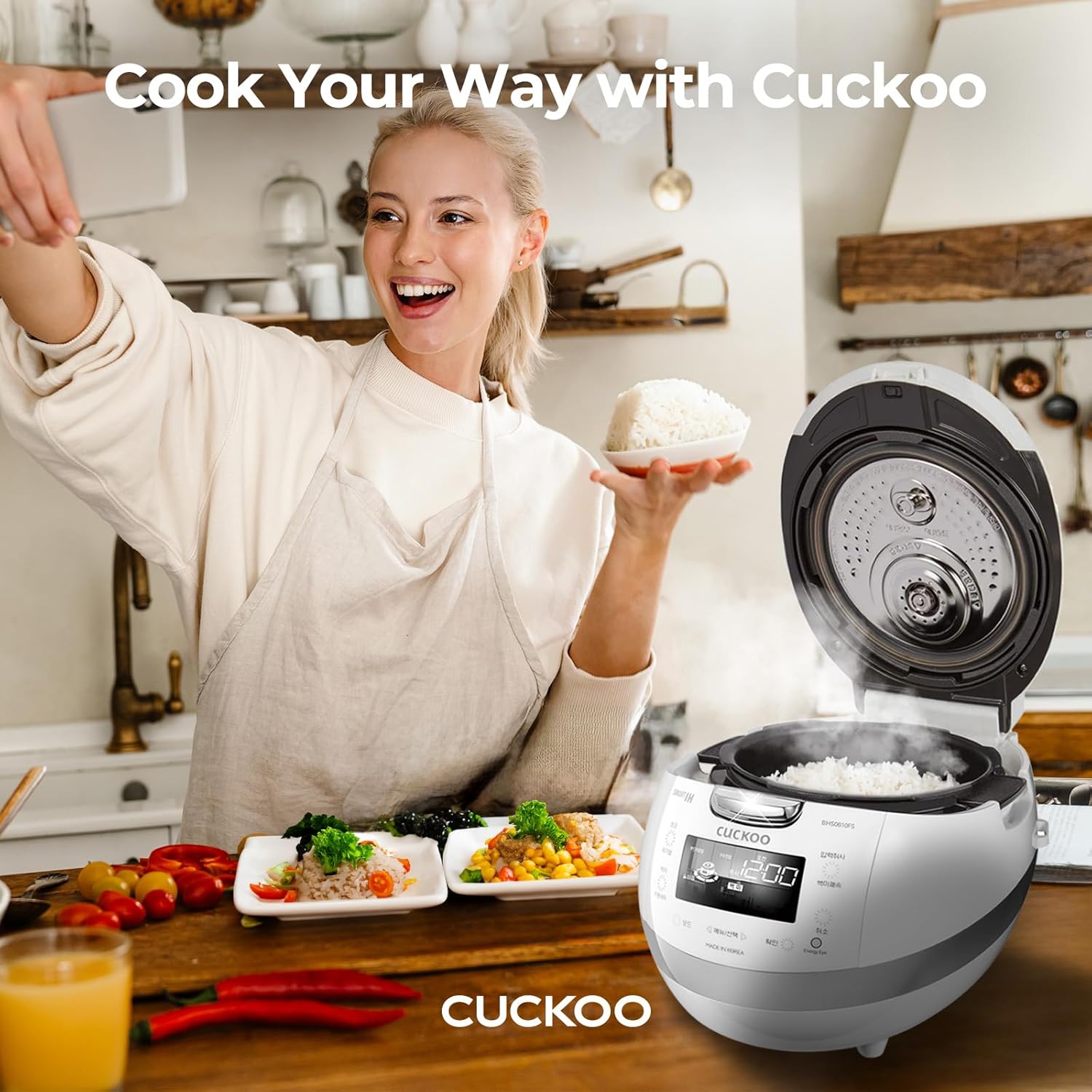 CUCKOO CRP-BHSS0609F | 6-Cup (Uncooked) Induction Heating Pressure Rice Cooker | 16 Menu Options, Stainless Steel Inner Pot, Made in Korea | White