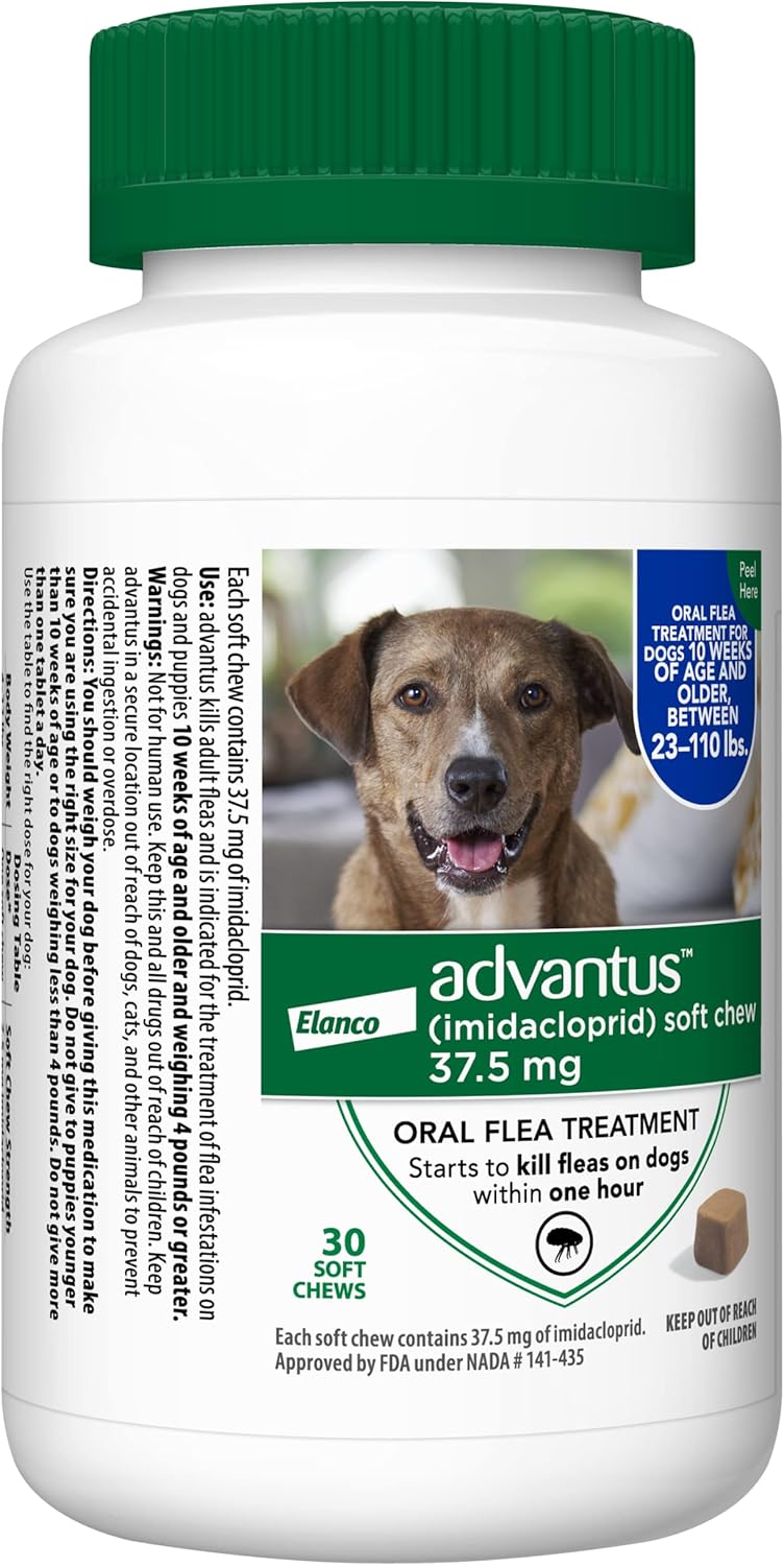 Advantus (Imidacloprid) 30-Count Chewable Flea Treatment for Large Dogs, 23-110 Pounds Pack of 2