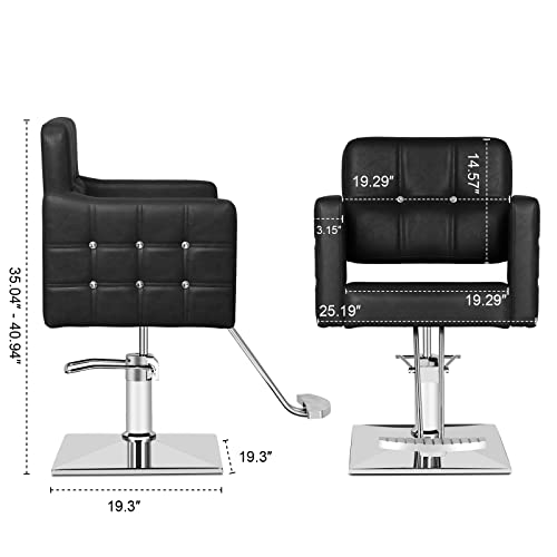 Paddie Salon Chair for Hair Stylist, Height Adjustable Hydraulic, Beauty 360 Degrees Rolling Swivel Hair Salon Equipment for Hair Stylist Women Man (Black)