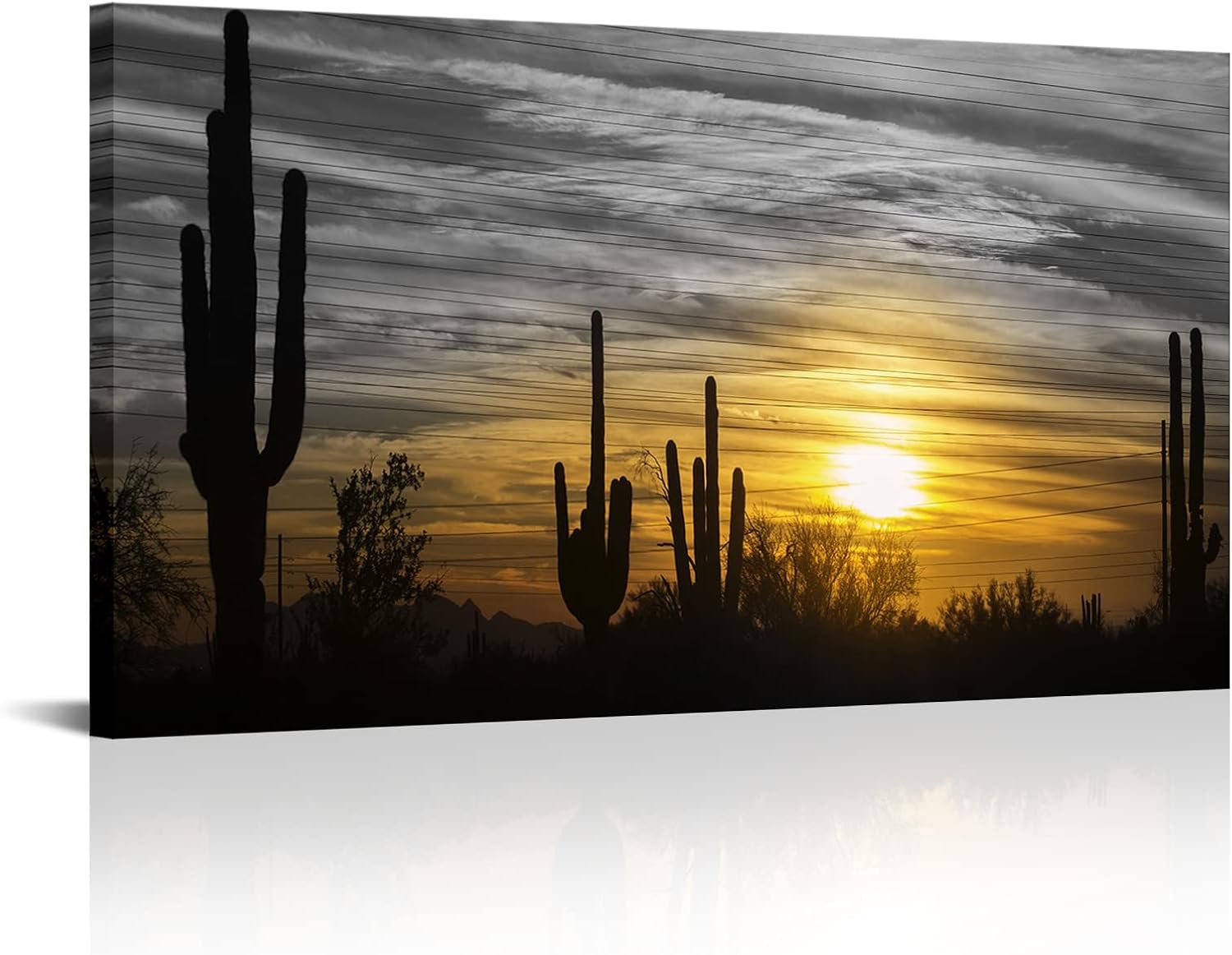 Artsbay Landscape Wall Art Sunset in Arizona Sonoran Desert Nature Landscape Saguaro Cactus Pictures Modern USA Southwest Scenery Home Decor Art Canvas Print Artwork for Living Room Ready to Hang