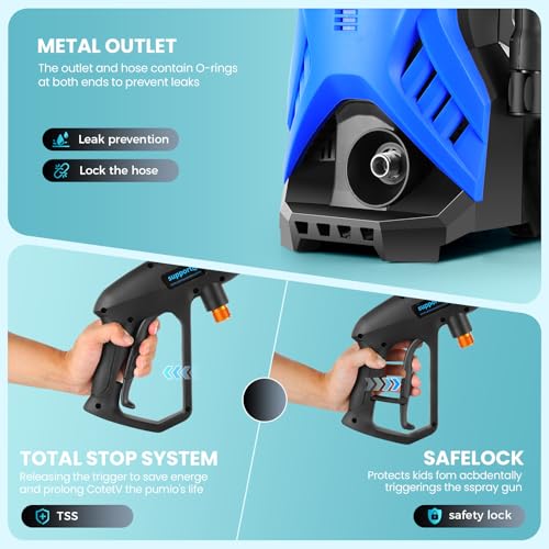 5000 PSI Adjustable Pressure Washer 2.8GPM Electric Power Washer with 33ft Pressure hose, 4 Nozzle and Foam Cannon, Powerwashers for home, Cars, Pressure Setting Range (2500PSI-4500PSI)Green