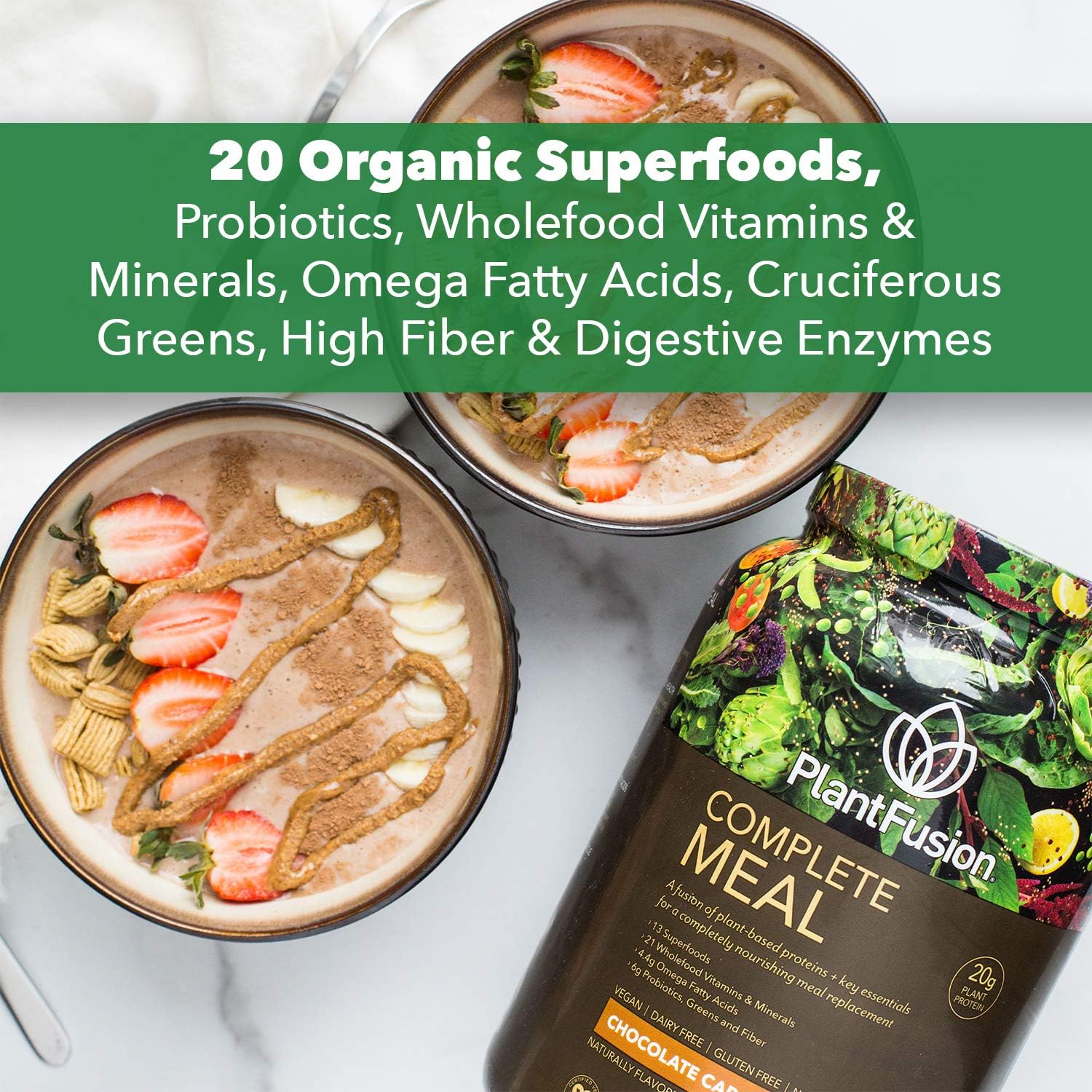 PlantFusion Complete Meal All Plant Based Pea Protein Powder |Meal Replacement Shake , 31.75 Ounce Pack of 2