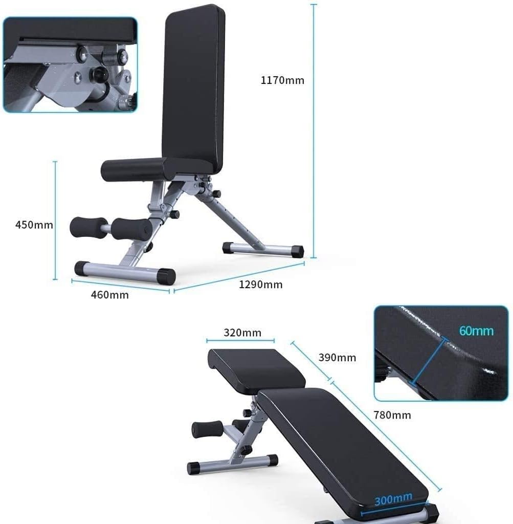 Adjustable Weight Bench Utility Gym Bench Strength Training Sit Up Bench Flat/Incline/Decline Exercise Utility Bench for Home Gym Black