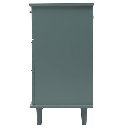 Farmhouse Sideboard Cabinet Accent Sideboard Buffet Cabinet With 3 Door 3 Drawer Wooden Cabinet Storage Cupboard Console Table Coffee Bar For Living Room Hallway Bedroom (Blue/47.24"*15.75"*35.43")