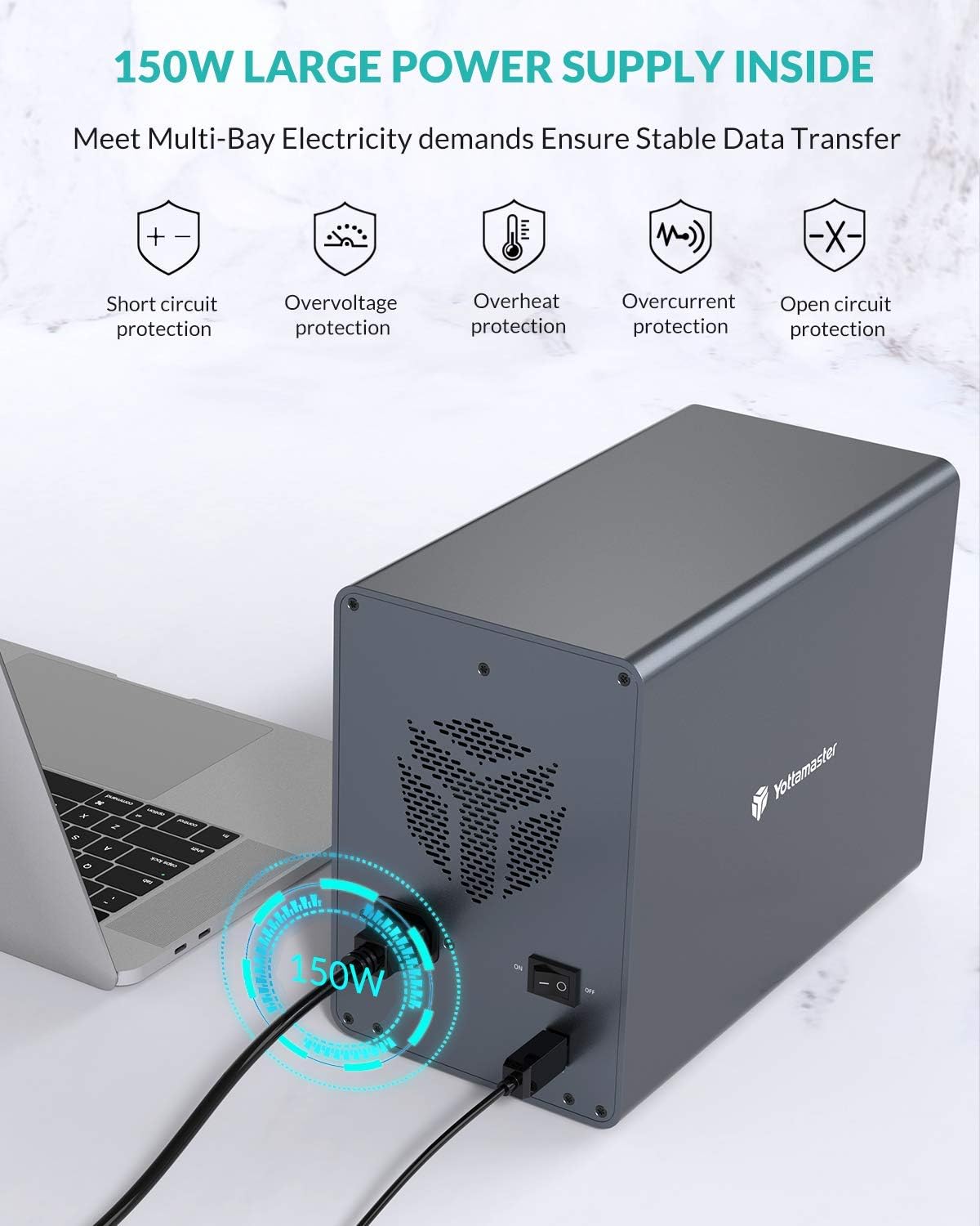 4 Bay Hard Drive Enclosure,Yottamaster Aluminum Alloy 2.5/3.5 USB3.0 to SATA3.0 External HDD SSD Storage Enclosure,Support 4 x 18 TB Capacity,Ideal for Enterprise-Class Storage Solution[FS4U3]