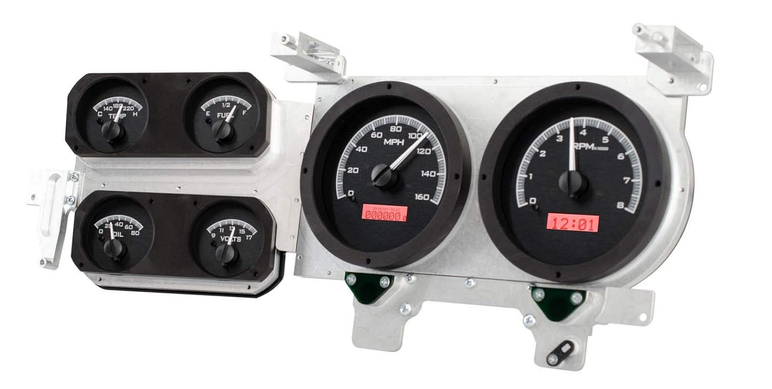 Dakota Digital 73-87 Chevy GMC Pickup Truck VHX Analog Dash Gauges System Black Alloy Red VHX-73C-PU-K-R
