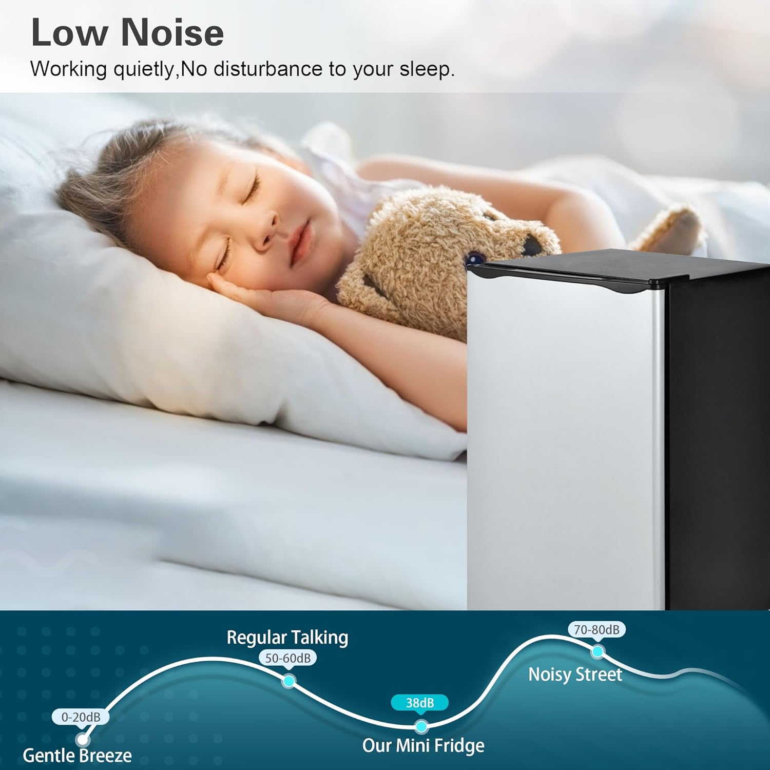 3.1 Cu. Ft. Mini Fridge with Freezer, Single Door Mini Refrigerator, Compact Fridge Adjustable Thermostat, Small Fridge for Bedroom, Office, Dorm, Silver