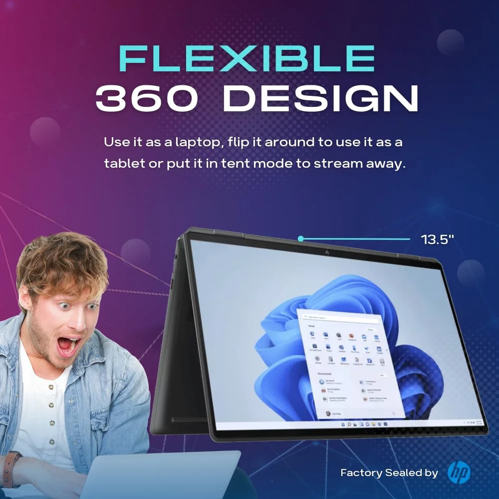 HP Spectre x360 Luxury 14T,13.5" 3:2 WUXGA Touch,Intel i7-1165G7, 16GB RAM, 512GB SSD, Bang&Olufsen Quad Speakers, Fingerprint, Tilt Pen, Nightfall Black, Win 10 Pro, 64GB TechWarehouse Flash Drive
