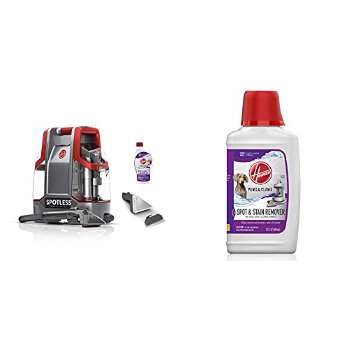 Hoover Spotless Portable Carpet + Upholstery Spot Cleaner Machine, Lightweight Shampooer Machine, Pet Stain Remover, Car and Auto Detailer, Pair with Hoover Carpet Cleaner Solution