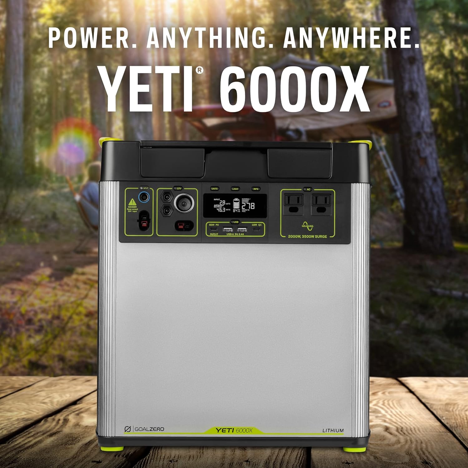 Goal Zero Yeti 6000X Portable Power Station, 6,071-Watt-Hours Portable Lithium-Battery Generator with 2,000-Watt AC Inverter, Solar Generator for Indoor and Outdoor Use